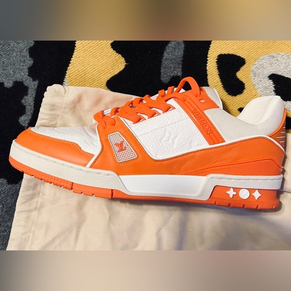 NEW Louis Vuitton Orange Monogram Embossed Trainer Sneakers - Picture 10 of 15